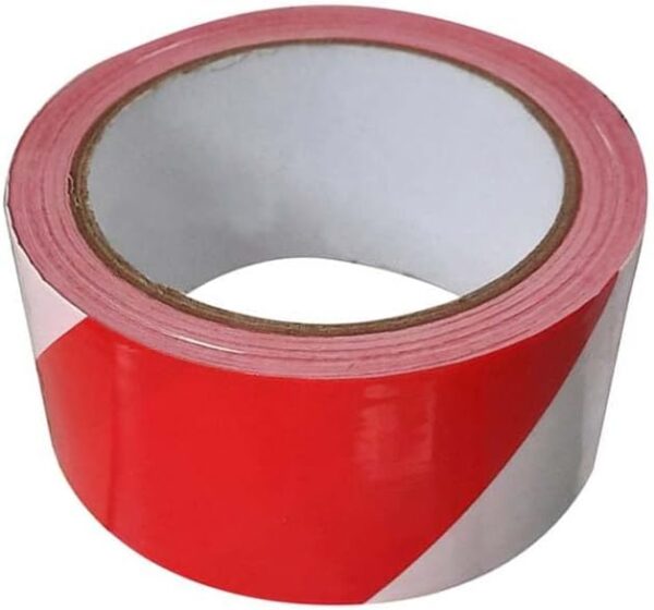 warning tape red and white